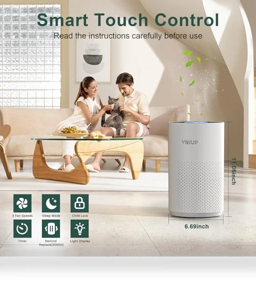 Air Purifier with H14 True HEPA Filter — Activated Carbon Air Purifiers, VNIUP