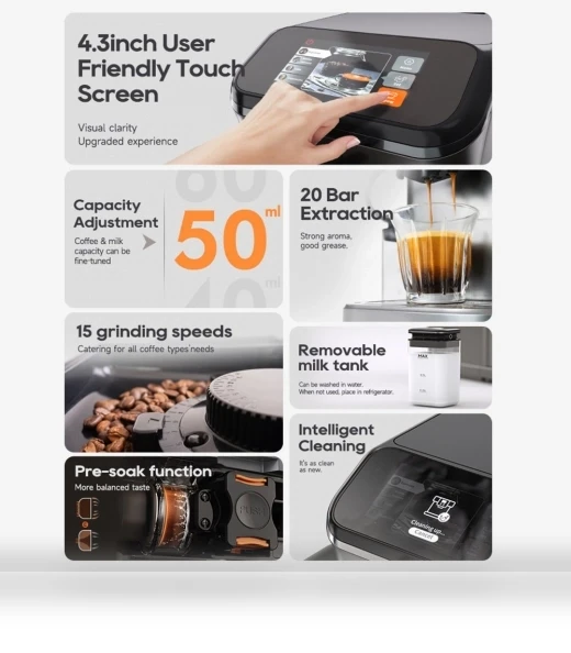 Automatic Espresso Machine with Grinder — Electric Blade Coffee Grinders, HIBREW