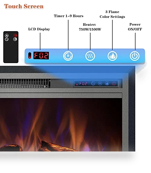 Electric Fireplace Insert with Metal Trim Kit — Tabletop Fireplaces, Kentsky