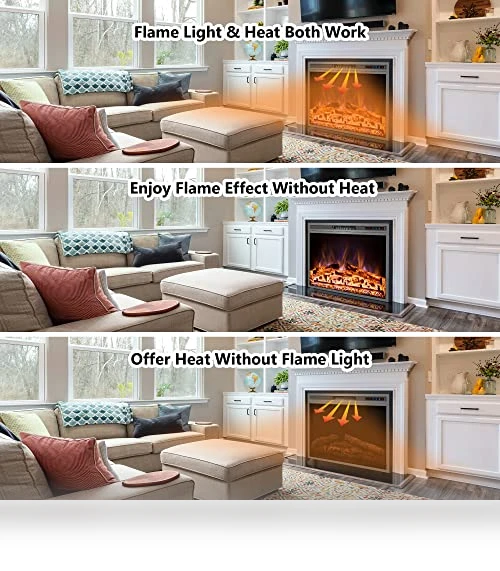 Electric Fireplace Insert with Metal Trim Kit — Tabletop Fireplaces, Kentsky