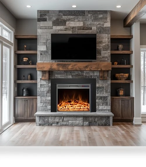 Electric Fireplace Insert with Metal Trim Kit — Tabletop Fireplaces, Kentsky