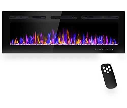 Electric Fireplace Wall Mounted and Recessed with Remote Control — Tabletop Fireplaces, BETELNUT