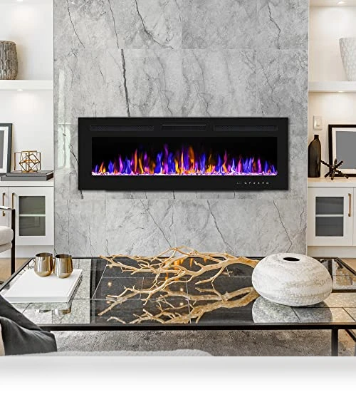 Electric Fireplace Wall Mounted and Recessed with Remote Control — Tabletop Fireplaces, BETELNUT