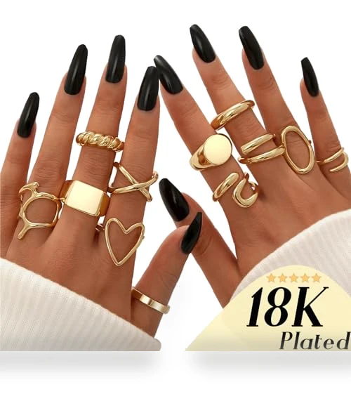 Gold Stackable Rings Set for Women — Stacking, FAXHION