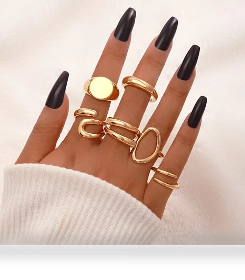 Gold Stackable Rings Set for Women — Stacking, FAXHION