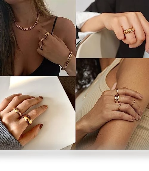Gold Stackable Rings Set for Women — Stacking, FAXHION