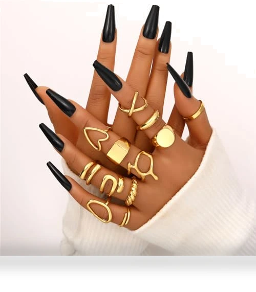 Gold Stackable Rings Set for Women — Stacking, FAXHION