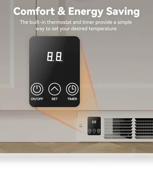 Kickspace Heater with Built-In Thermostat and Timer — Heater Spare Components, AIREPUSH