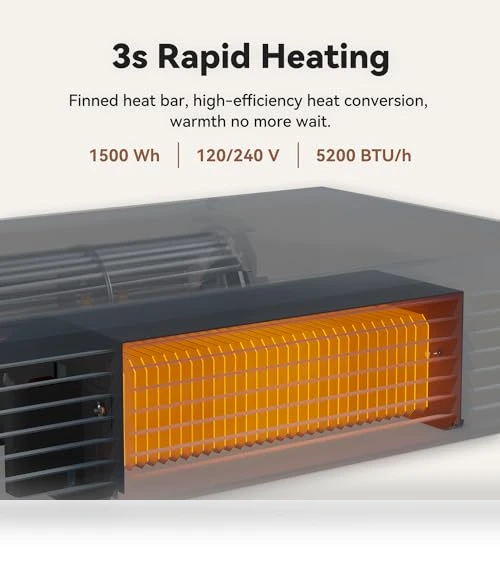 Kickspace Heater with Built-In Thermostat and Timer — Heater Spare Components, AIREPUSH