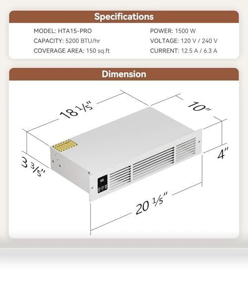 Kickspace Heater with Built-In Thermostat and Timer — Heater Spare Components, AIREPUSH