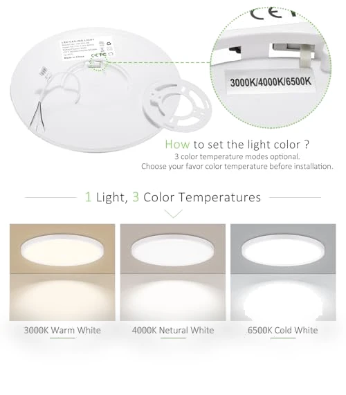 LED Flush Mount Ceiling Light — Close To Ceiling, LUMLLSAJI