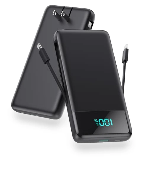 Portable Charger with Built-in Cables and Wall Plug — Charging Solutions, Dongguan Haoxun Electronic Technology Co., Ltd