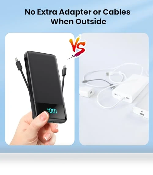 Portable Charger with Built-in Cables and Wall Plug — Charging Solutions, Dongguan Haoxun Electronic Technology Co., Ltd