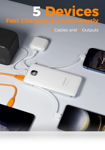 Portable Charger with Built in Cables — Chargers, TESSAN