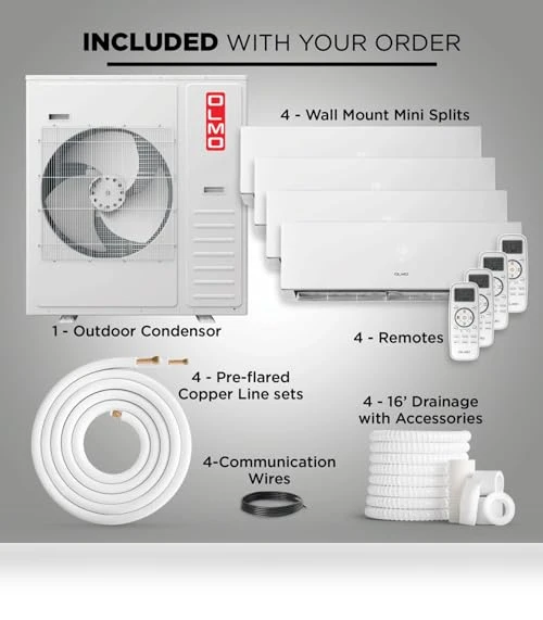 Quad Zone Wall Mount Ductless Mini Split A/C and Heater — Split-System, OLMO