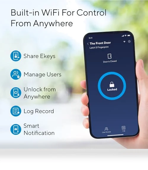Smart Lock with Built-in WiFi and Fingerprint Access — Keyless Entry, ULTRALOQ