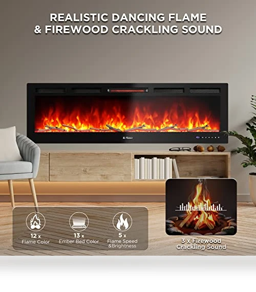 Smart WiFi Infrared Electric Fireplace — Electric Heating Solutions, TURBRO