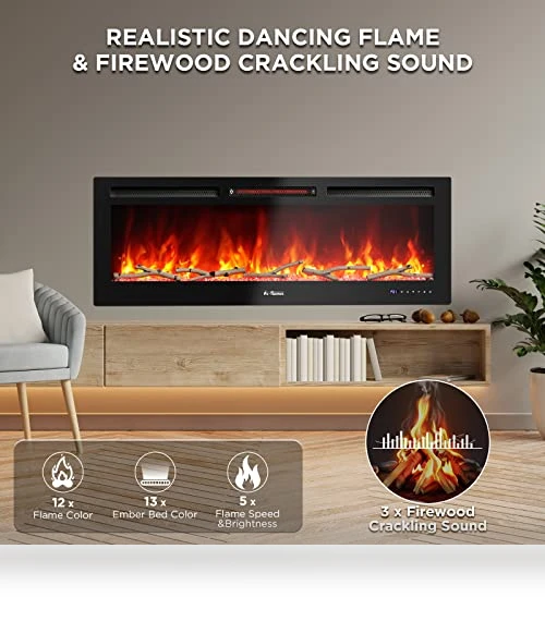 Smart WiFi Infrared Electric Fireplace — Electric Heating Solutions, TURBRO