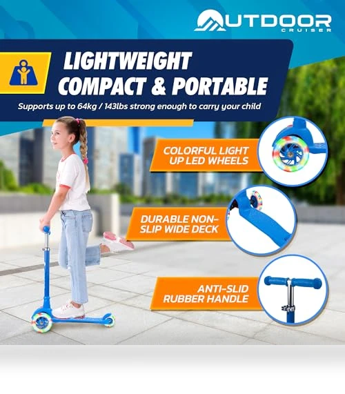 3-Wheel Kids Scooter with Lean-to-Steer Technology — Balance Bikes, OutdoorCruiser
