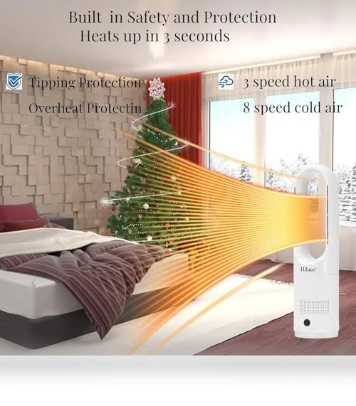 All Season Bladeless Fan and Heater Combo — Portable Cooling Solutions, Hiluce
