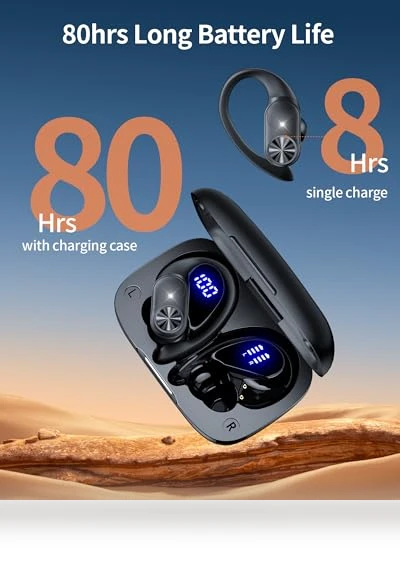 Bluetooth Headphones Wireless Earbuds with Digital Display — In-Ear Headphones, PocBuds