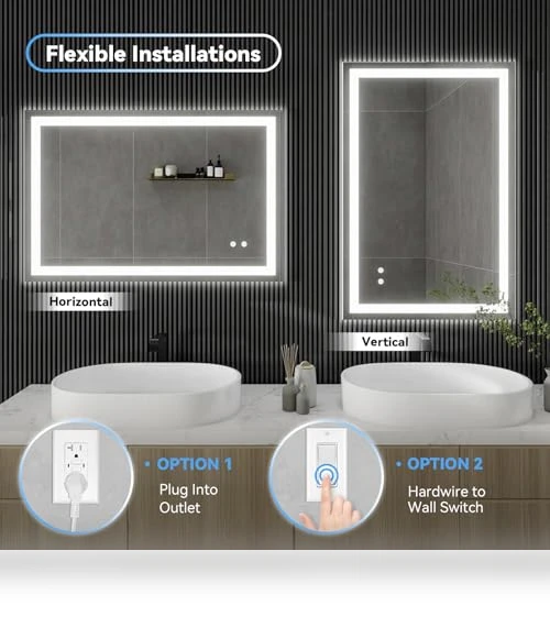 LED Vanity Bathroom Mirror with Lights — Shower, MISSDAY