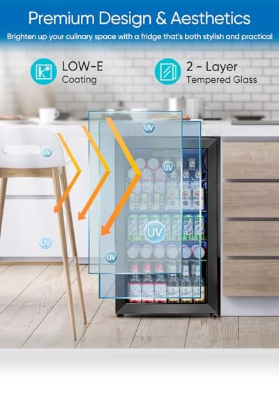 Mini Fridge with Glass Door — Mini Fridges, Feelfunn