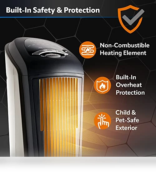 Oscillating Ceramic Tower Space Heater — Home Climate Control, Lasko
