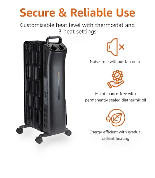 Portable Radiator Heater with 7 Oil-Filled Fins — Heater Spare Components, Amazon Basics