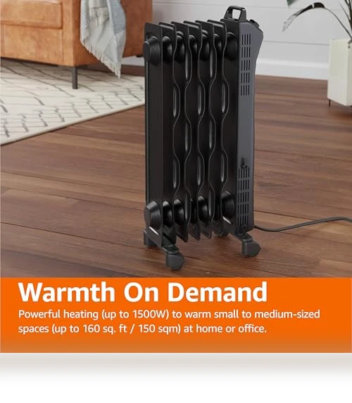 Portable Radiator Heater with 7 Oil-Filled Fins — Heater Spare Components, Amazon Basics