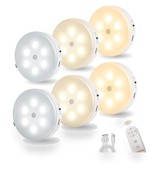 Rechargeable Puck Lights with Remote Control — Overhead Lighting, MICLIONLED