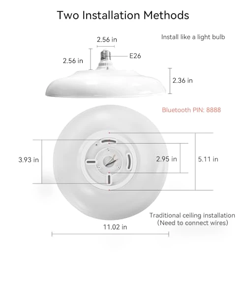 Smart Waterproof LED Flush Mount Ceiling Light Fixture with Bluetooth Speaker — Overhead Lighting, ASALL