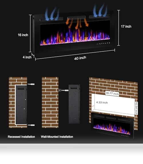 Ultra-Thin Wall Fireplace Heater — Electric Heating Solutions, BETELNUT