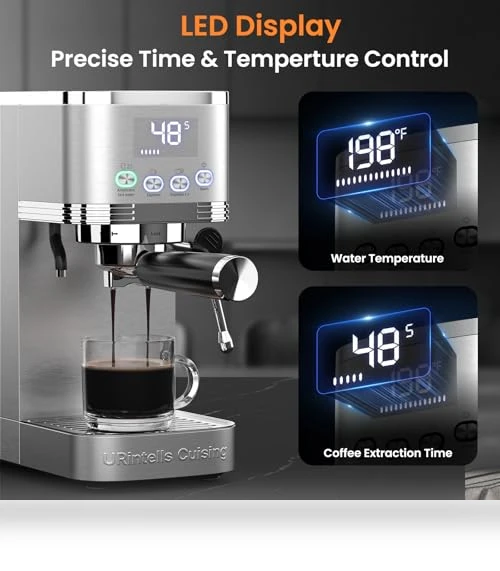 20 Bar Espresso Machine with Temperature Control LED Display — Espresso Machines, URintells Cuising
