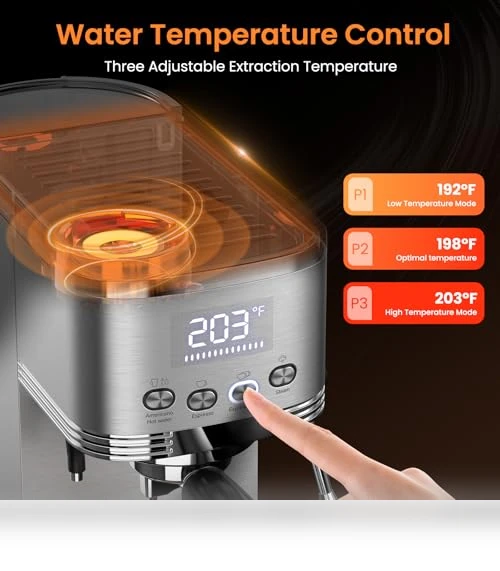 20 Bar Espresso Machine with Temperature Control LED Display — Espresso Machines, URintells Cuising