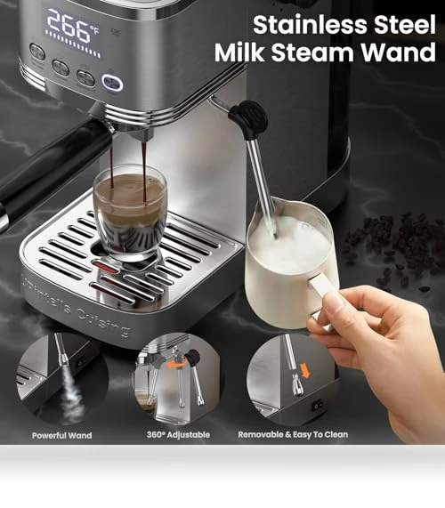 20 Bar Espresso Machine with Temperature Control LED Display — Espresso Machines, URintells Cuising