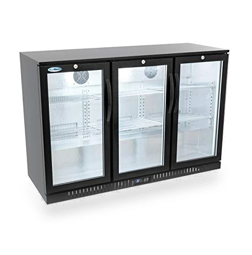 3 Door Back Bar Cooler Counter Height Glass Door Refrigerator — Drink Coolers, KoolMore