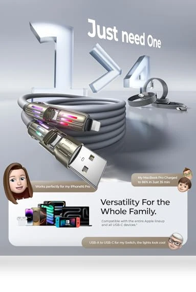4 in 1 Charging Cable — Cables, LISEN