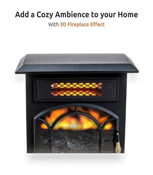 Electric Fireplace Space Heater with Flame Effect — Portable Heating Solutions, EZ-HEAT