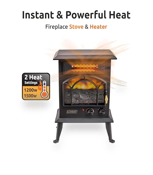 Electric Fireplace Space Heater with Flame Effect — Portable Heating Solutions, EZ-HEAT