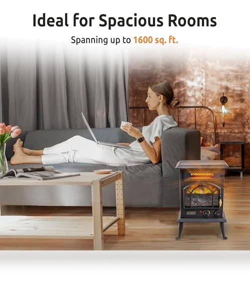 Electric Fireplace Space Heater with Flame Effect — Portable Heating Solutions, EZ-HEAT