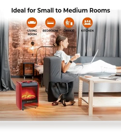 Electric Mini Fireplace Space Heater — Portable Heating Solutions, Comfort Zone