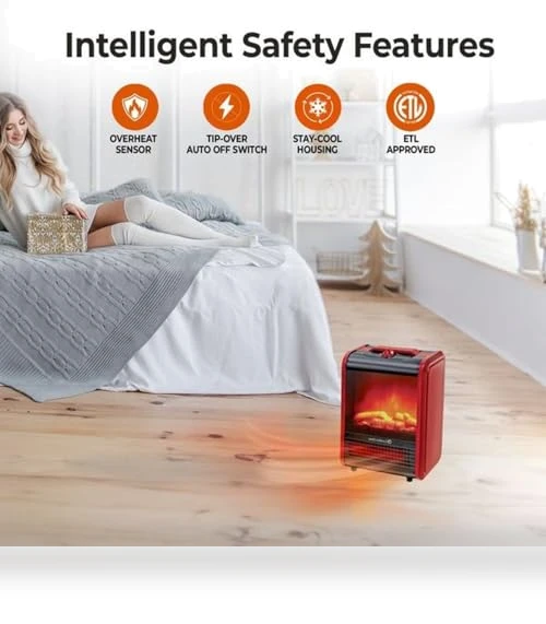 Electric Mini Fireplace Space Heater — Portable Heating Solutions, Comfort Zone