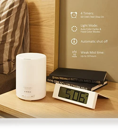 Essential Oil Diffuser with Humidifier and LED Light — Diffusers, ASAKUKI