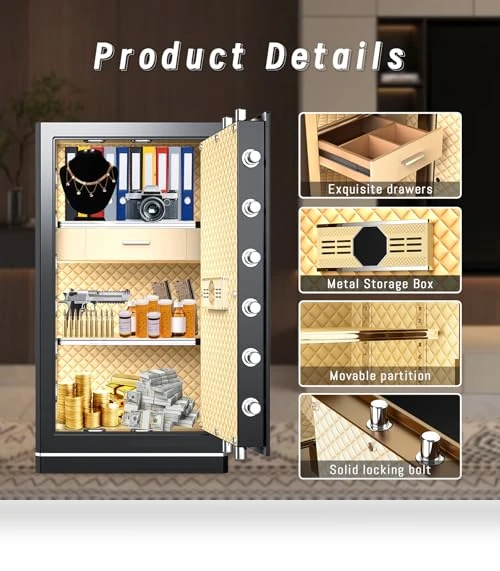 Extra Large Home Safe with Fireproof Waterproof Bag — Cabinet Safes, FABAO