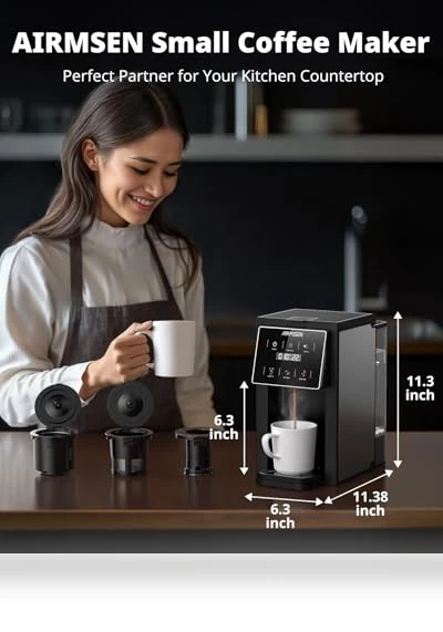 Grind & Brew Coffee Maker with Built-in Grinder — Single-Cup Coffee Makers, AIRMSEN