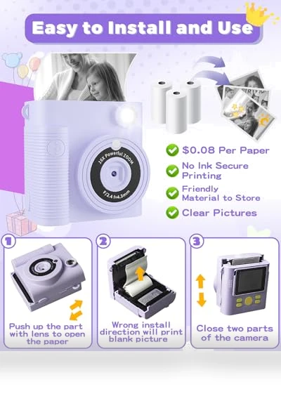Instant Print Digital Camera for Kids — Instant, FKATEEN