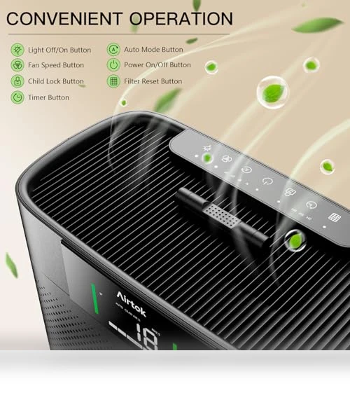 Large Room Air Purifier with Air Quality Monitor — HEPA Air Purifiers, AIRTOK