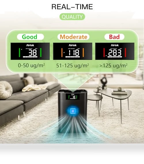 Large Room Air Purifier with Air Quality Monitor — HEPA Air Purifiers, AIRTOK