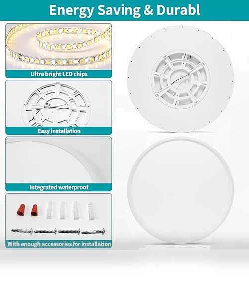 Round LED Ceiling Light Fixture — Overhead Lighting, Glowall